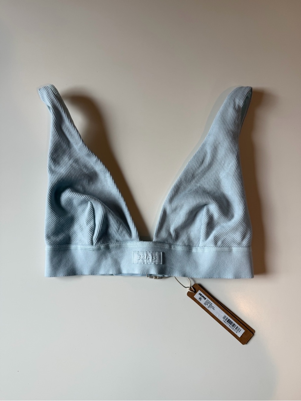 SKIMS Cotton Rib Plunge Bralette Opal XS NWT